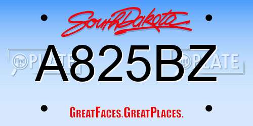 A825BZ South Dakota License Plate