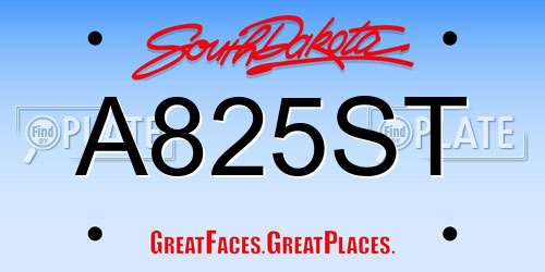 A825ST South Dakota License Plate