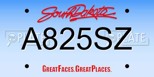 A825SZ South Dakota License Plate