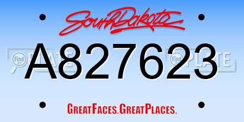 A827623 South Dakota License Plate