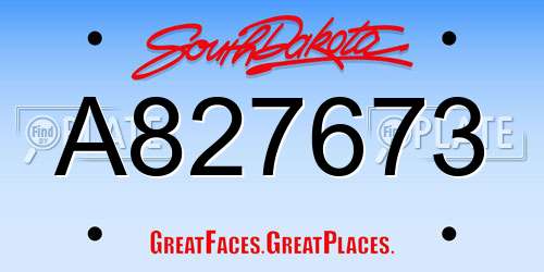 A827673 South Dakota License Plate