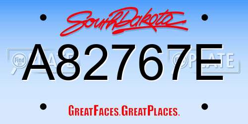 A82767E South Dakota License Plate