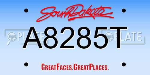 A8285T South Dakota License Plate
