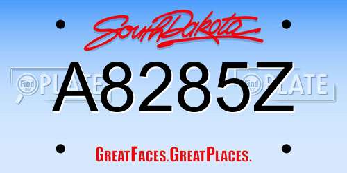 A8285Z South Dakota License Plate