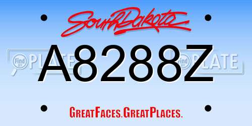 A8288Z South Dakota License Plate