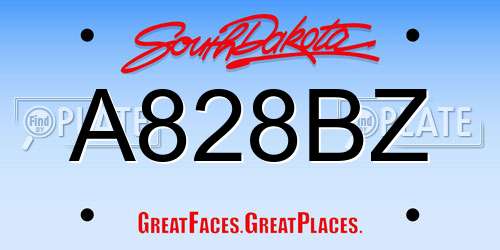 A828BZ South Dakota License Plate