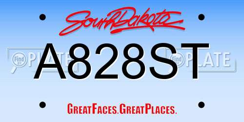A828ST South Dakota License Plate