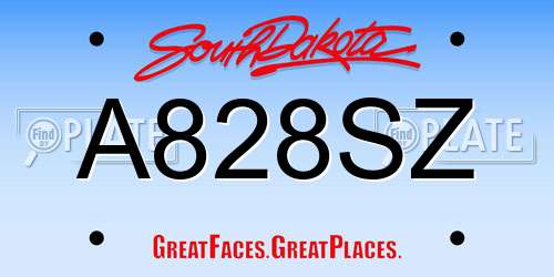 A828SZ South Dakota License Plate