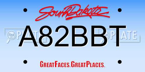 A82BBT South Dakota License Plate