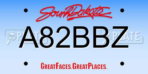 A82BBZ South Dakota License Plate