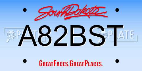 A82BST South Dakota License Plate