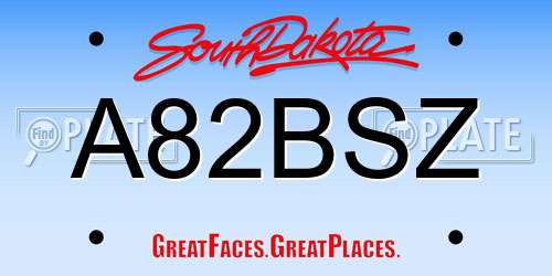 A82BSZ South Dakota License Plate