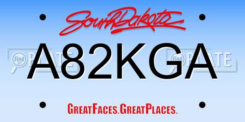 A82KGA South Dakota License Plate