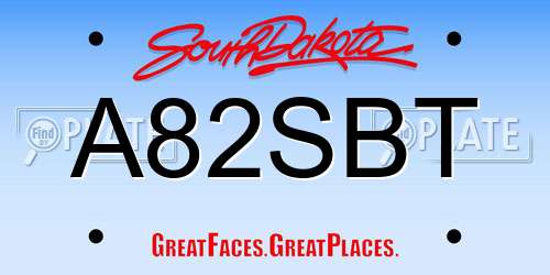 A82SBT South Dakota License Plate