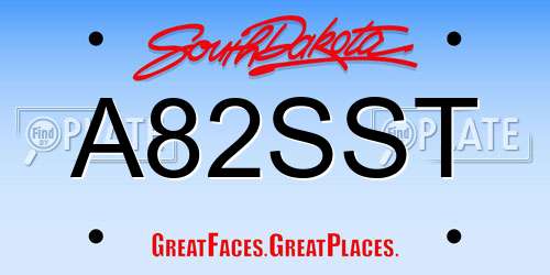 A82SST South Dakota License Plate