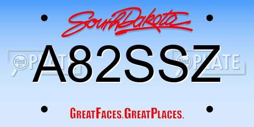 A82SSZ South Dakota License Plate