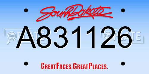 A831126 South Dakota License Plate