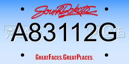 A83112G South Dakota License Plate