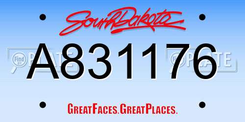 A831176 South Dakota License Plate