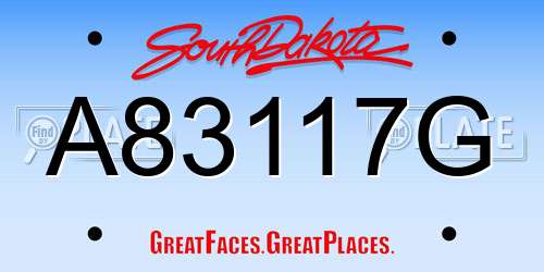 A83117G South Dakota License Plate