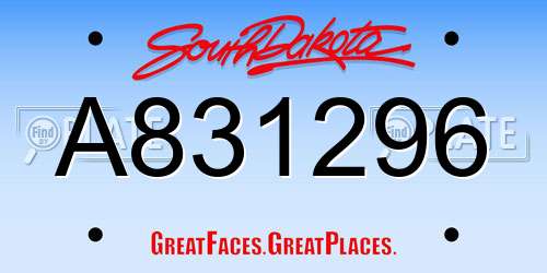 A831296 South Dakota License Plate