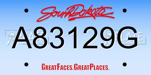 A83129G South Dakota License Plate