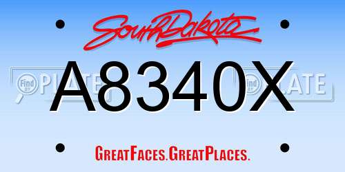 A8340X South Dakota License Plate
