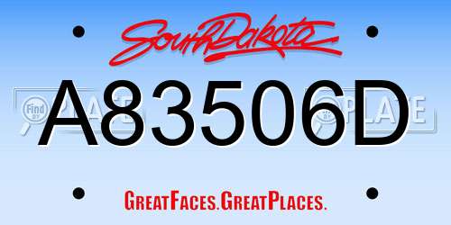 A83506D South Dakota License Plate