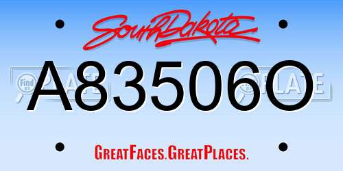 A83506O South Dakota License Plate