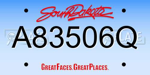 A83506Q South Dakota License Plate