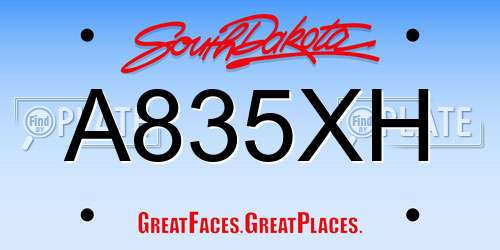 A835XH South Dakota License Plate