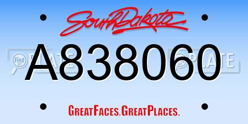 A838060 South Dakota License Plate