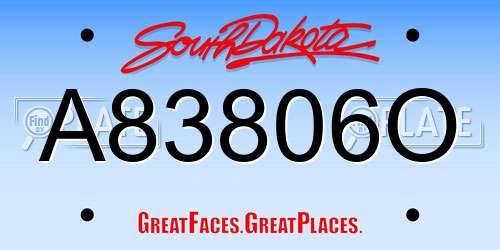 A83806O South Dakota License Plate