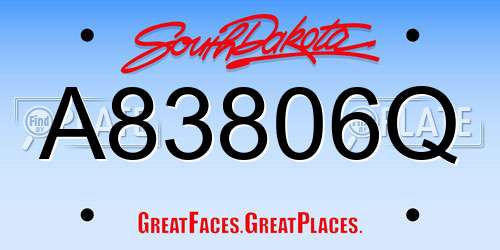 A83806Q South Dakota License Plate