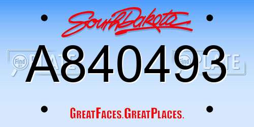 A840493 South Dakota License Plate
