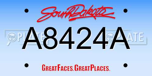 A8424A South Dakota License Plate