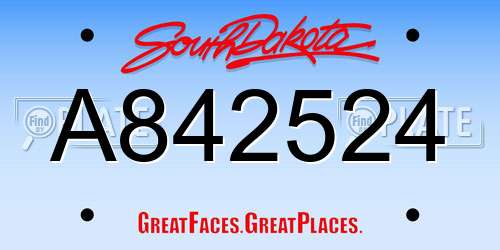 A842524 South Dakota License Plate