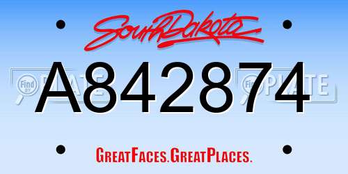 A842874 South Dakota License Plate