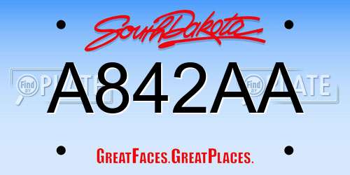 A842AA South Dakota License Plate