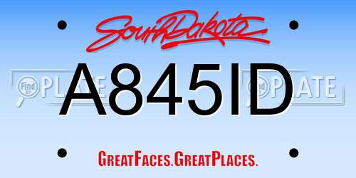 A845ID South Dakota License Plate
