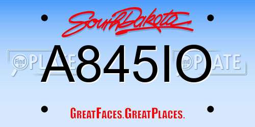 A845IO South Dakota License Plate