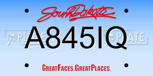 A845IQ South Dakota License Plate