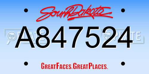 A847524 South Dakota License Plate