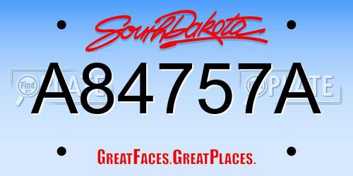 A84757A South Dakota License Plate