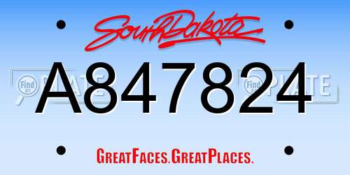 A847824 South Dakota License Plate