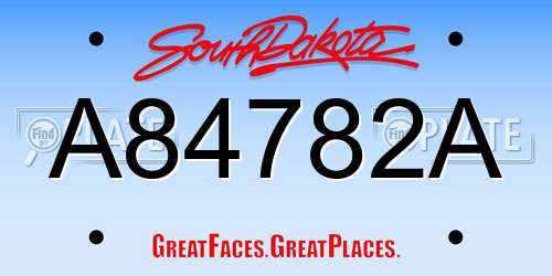 A84782A South Dakota License Plate