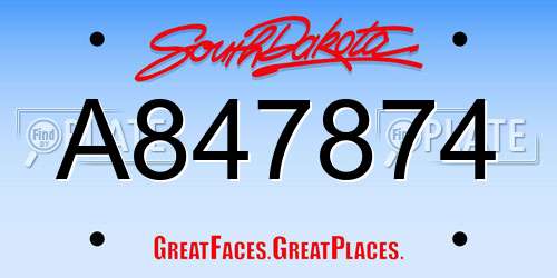 A847874 South Dakota License Plate