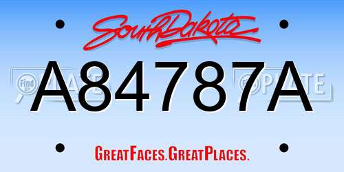 A84787A South Dakota License Plate