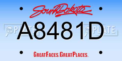 A8481D South Dakota License Plate