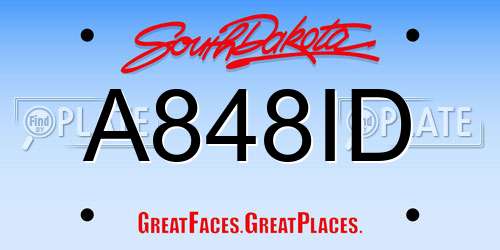 A848ID South Dakota License Plate